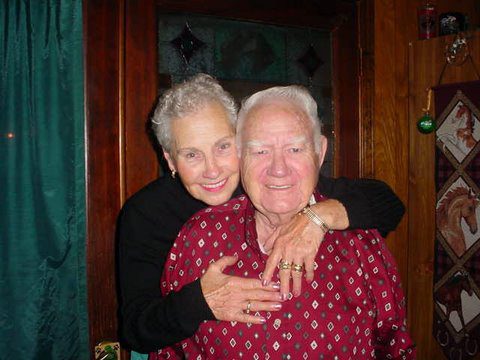 A happy old man and woman